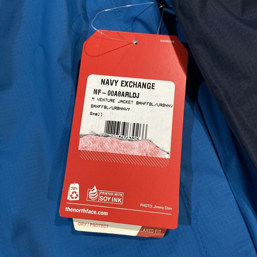 The North Face Venture Jacket Men's Small Blue Hooded Windbreaker New - Picture 4 of 10